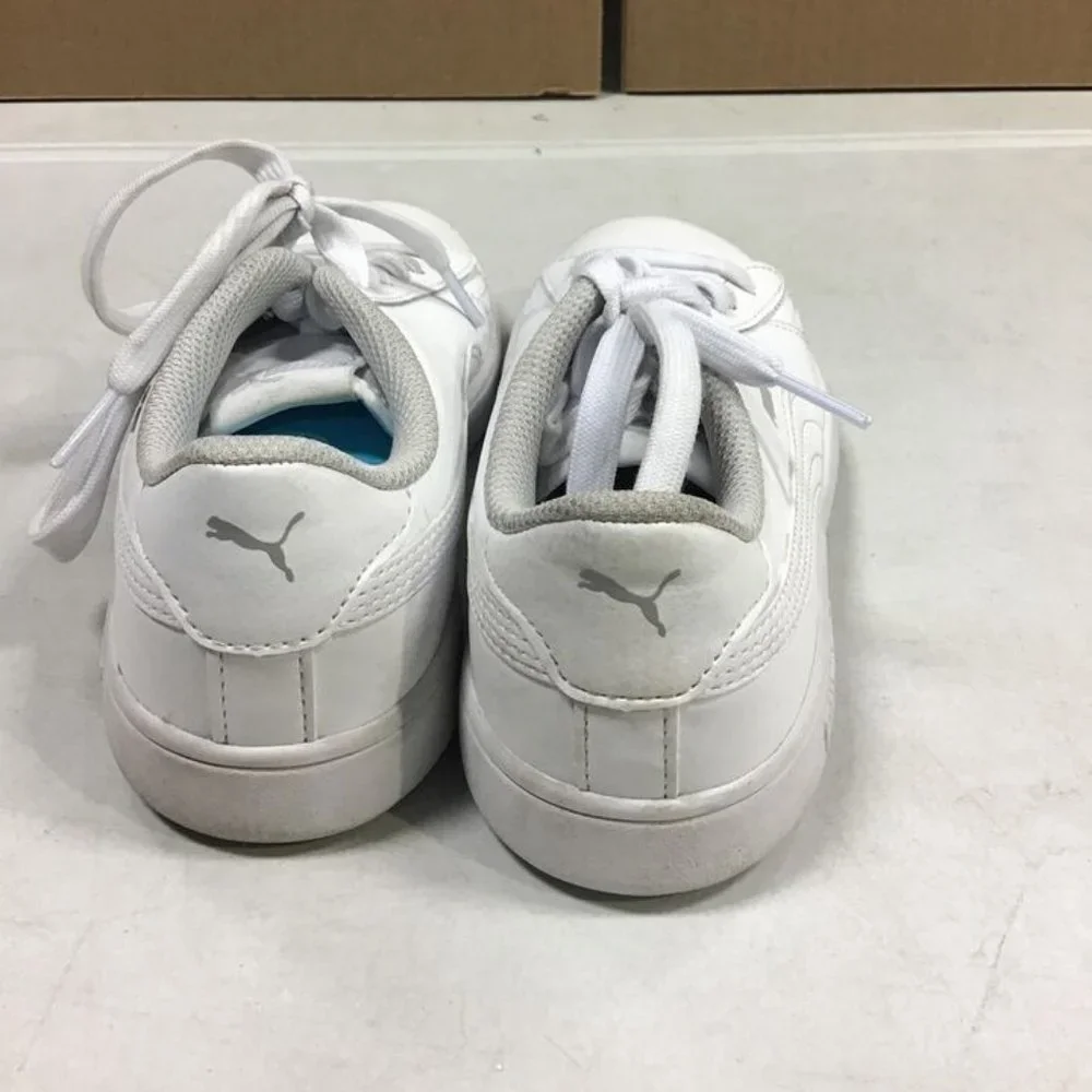 PUMA UNISEX CHILD SMASH V2 LEATHER SNEAKERS WHITE 2.5C